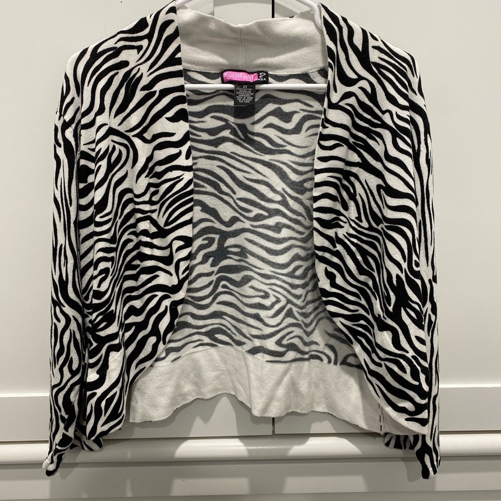 thrifted zebra cardigan